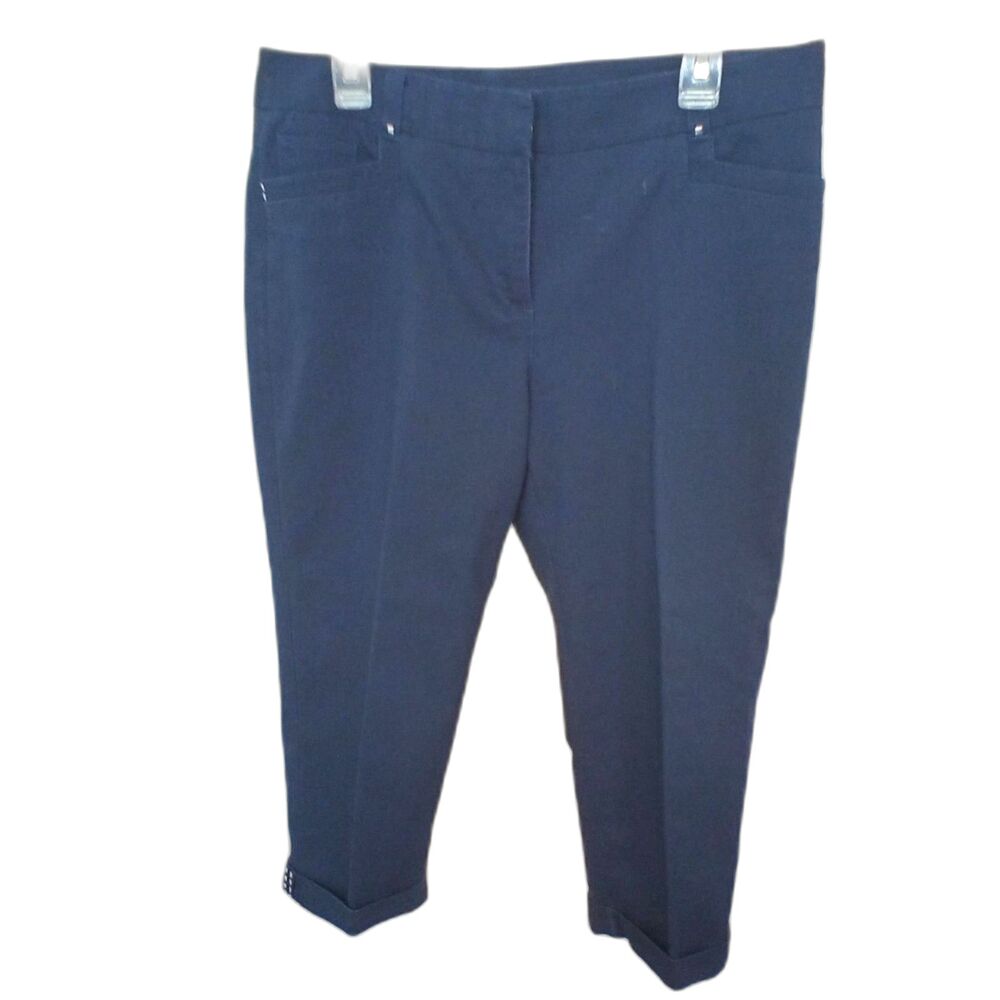 Style & Co. Sz 12 Navy Blue Crop Capri Women's Pants Pockets